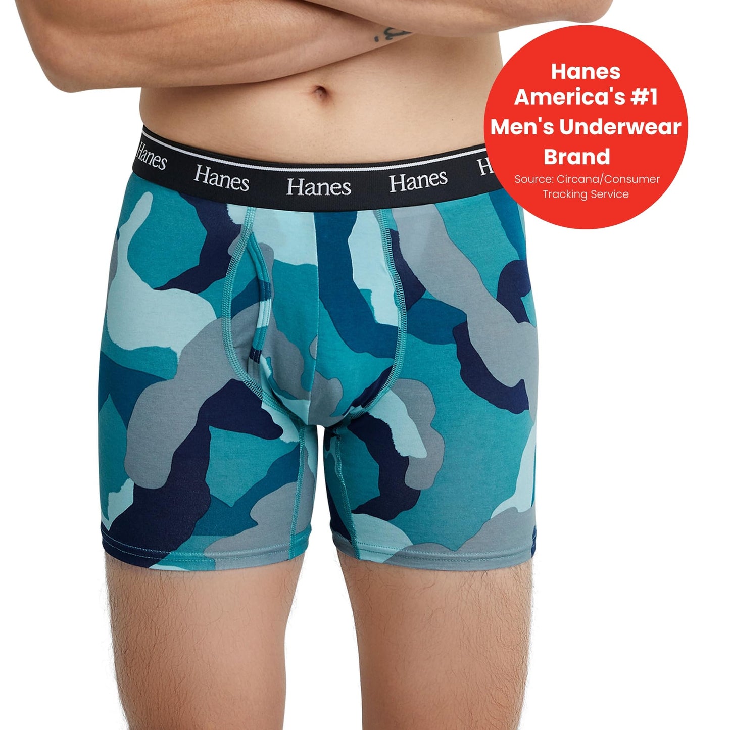Hanes Originals Men’s Boxer Briefs, Stretch Cotton Moisture-Wicking Underwear, Modern Fit Low Rise, 3-Pack, Regular Leg-Blue Camo/Khaki-3 Pack