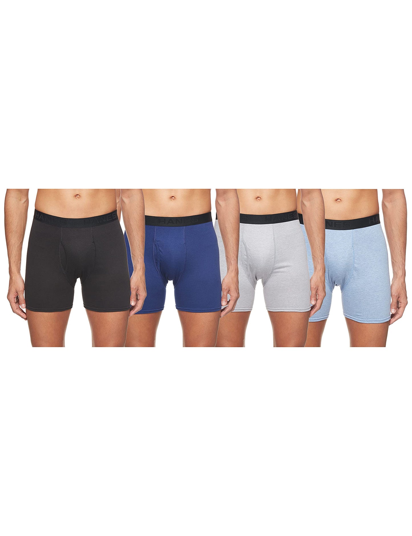 Hanes Ultimate Men's 4-Pack ComfortBlend Boxer Briefs with FreshIQ, Black/Grey, X-Large