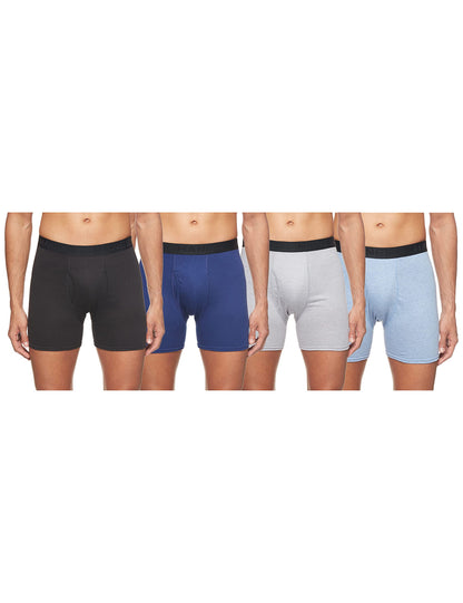 Hanes Ultimate Men's 4-Pack ComfortBlend Boxer Briefs with FreshIQ, Black/Grey, X-Large