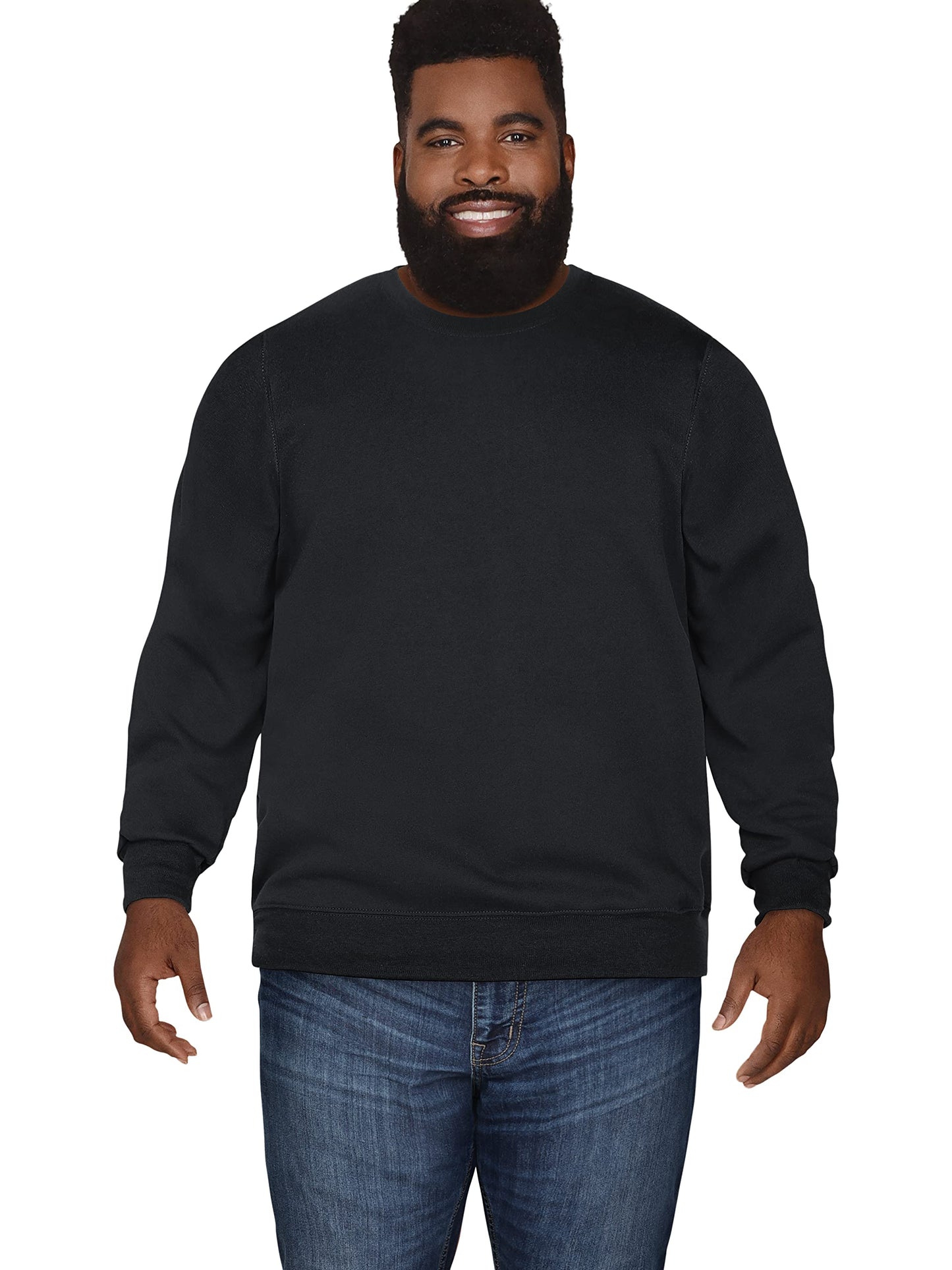 Fruit of the Loom Men's Tall Fleece Sweatshirts & Hoodies, Black Crewneck, 4X-Large Big