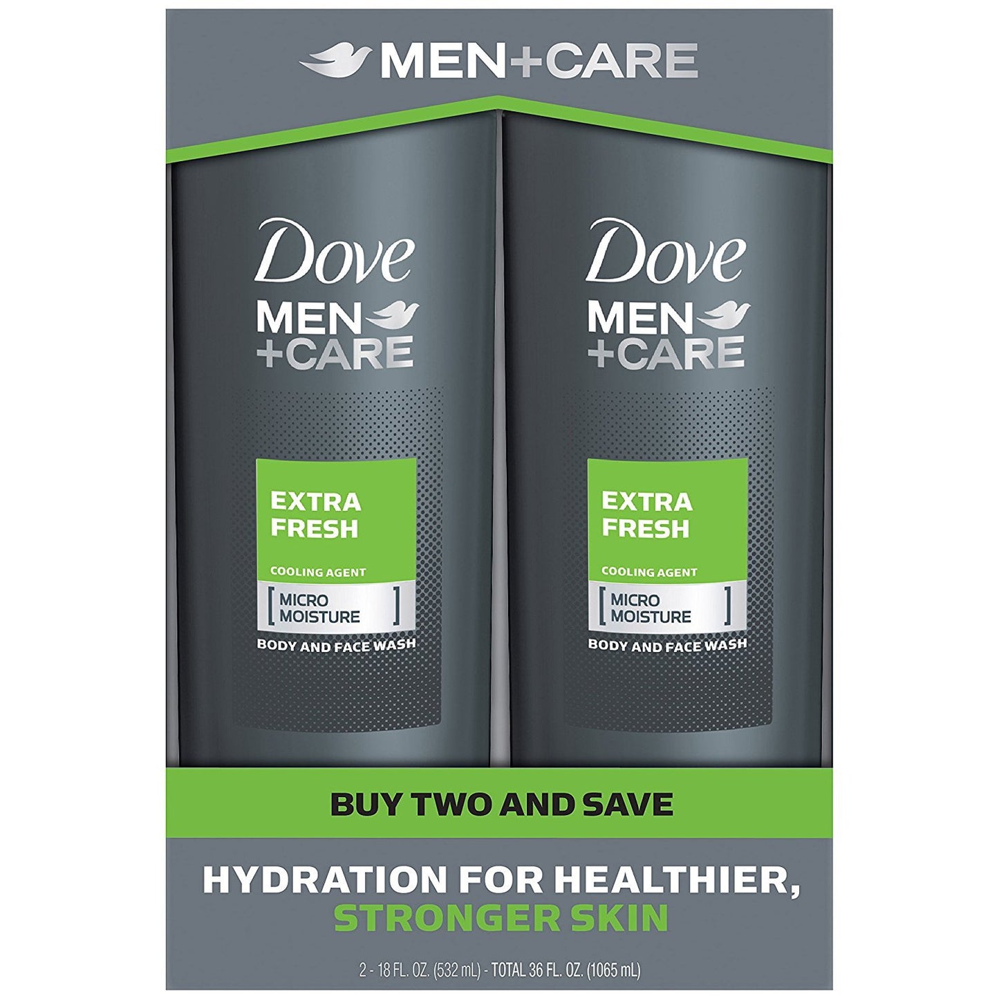 Dove Men+Care Body Wash, Extra Fresh 18 oz, Twin Pack