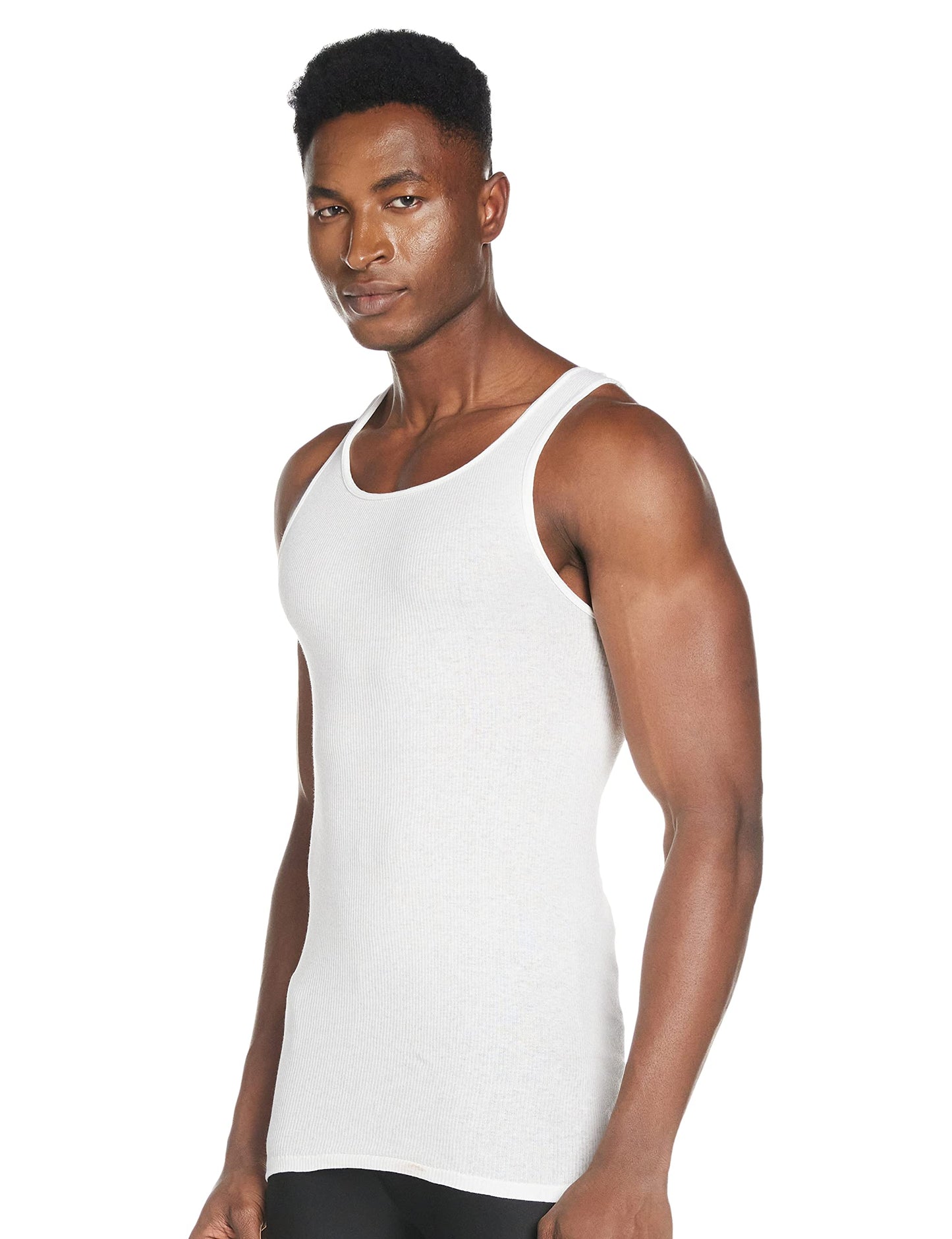 Hanes Men's Big and Tall Tank Tagless Fresh IQ Comfort Soft Ribbed A-Shirt 100% Cotton - 6 Pack XL Tall White