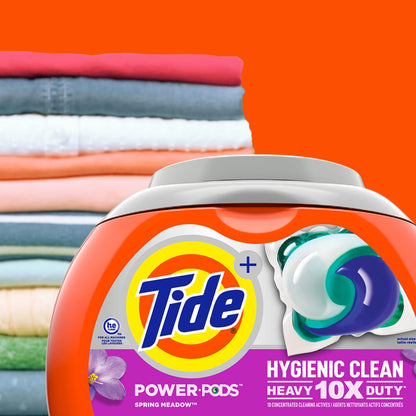 Tide Hygienic Clean Heavy 10x Duty Power PODS Laundry Detergent Soap Pods, Spring Meadow, 41 count, For Visible and Invisible Dirt