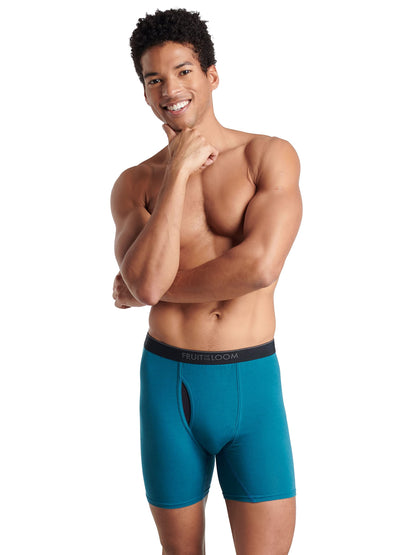 Fruit of the Loom Men's 360 Stretch Boxer Briefs (Quick Dry & Moisture Wicking), 7 Pack-Black, 3X-Large