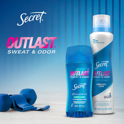 Secret Outlast Antiperspirant Deodorant for Women, Sweat & Odor Protection, PH Balancing Minerals, Clear Gel, Unscented, 2.6 oz (Pack of 6)