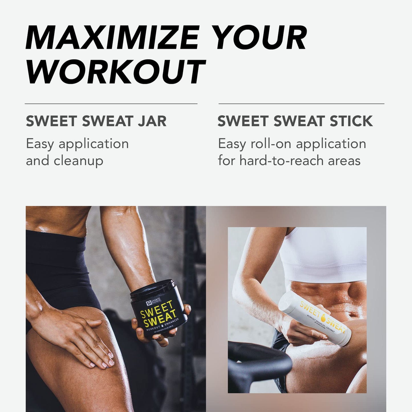 Sports Research Sweet Sweat Coconut Workout Enhancer Gel - Maximize Your Exercise & Sweat Faster - 13.5oz Jar