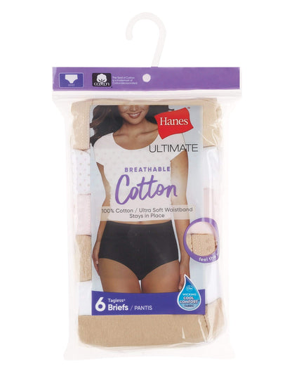 Hanes Ultimate womens 6-pack Breathable Cotton Panty Briefs, White, White, White, White, White, White, 9 US