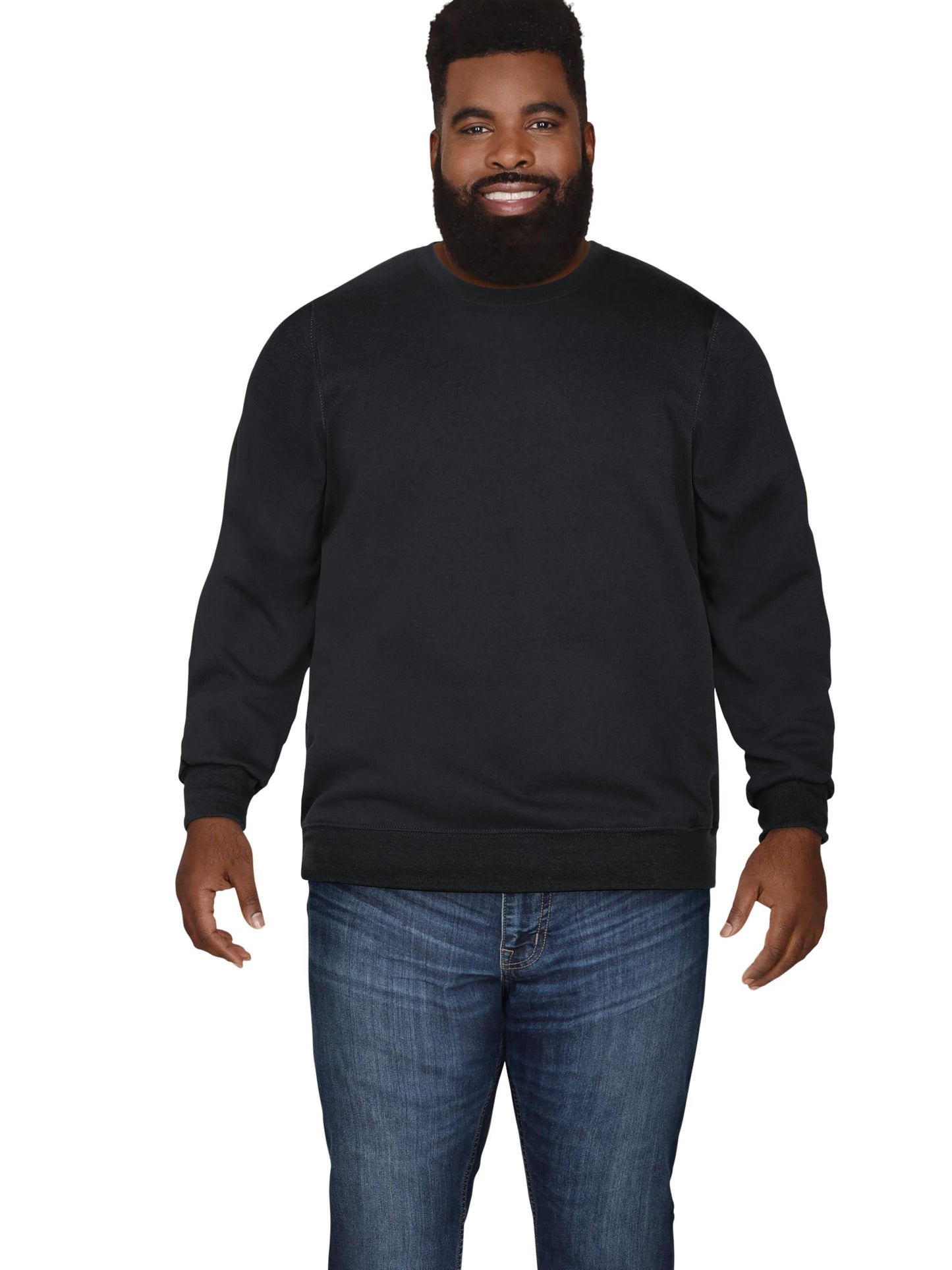 Fruit of the Loom Men's Tall Fleece Sweatshirts & Hoodies, Black Crewneck, 4X-Large Big