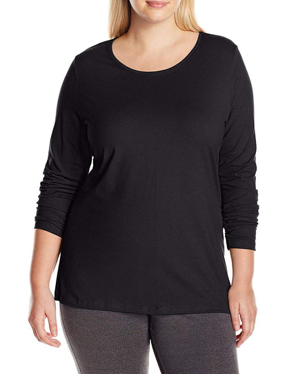 Just My Size Women's Plus Size Long Sleeve Tee, Ebony, 5X
