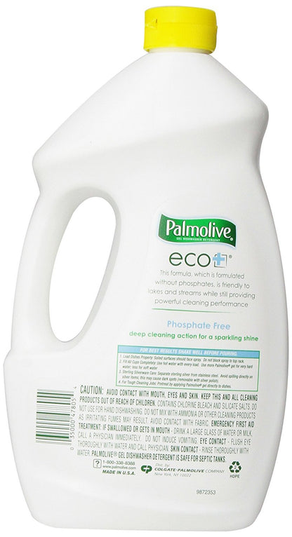 Palmolive Eco Dishwasher Detergent Gel, Lemon Splash - 45 ounce (Pack of 3) - Packaging May Vary