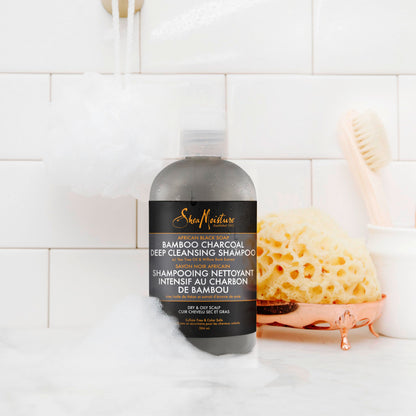 Shea Moisture African Black Soap Bamboo Charcoal Deep Cleansing Shampoo 13 OZ./384 mL(Packaging may vary)