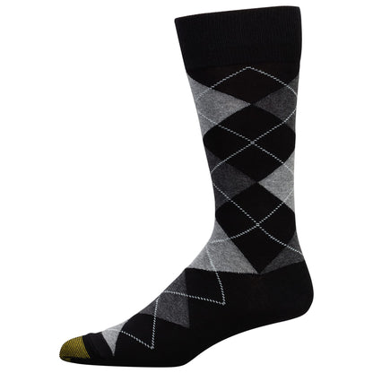 GOLDTOE Men's Carlyle Argyle Crew Dress Socks, 3-Pairs, Sunset/Vista Blue/Cadet, Large