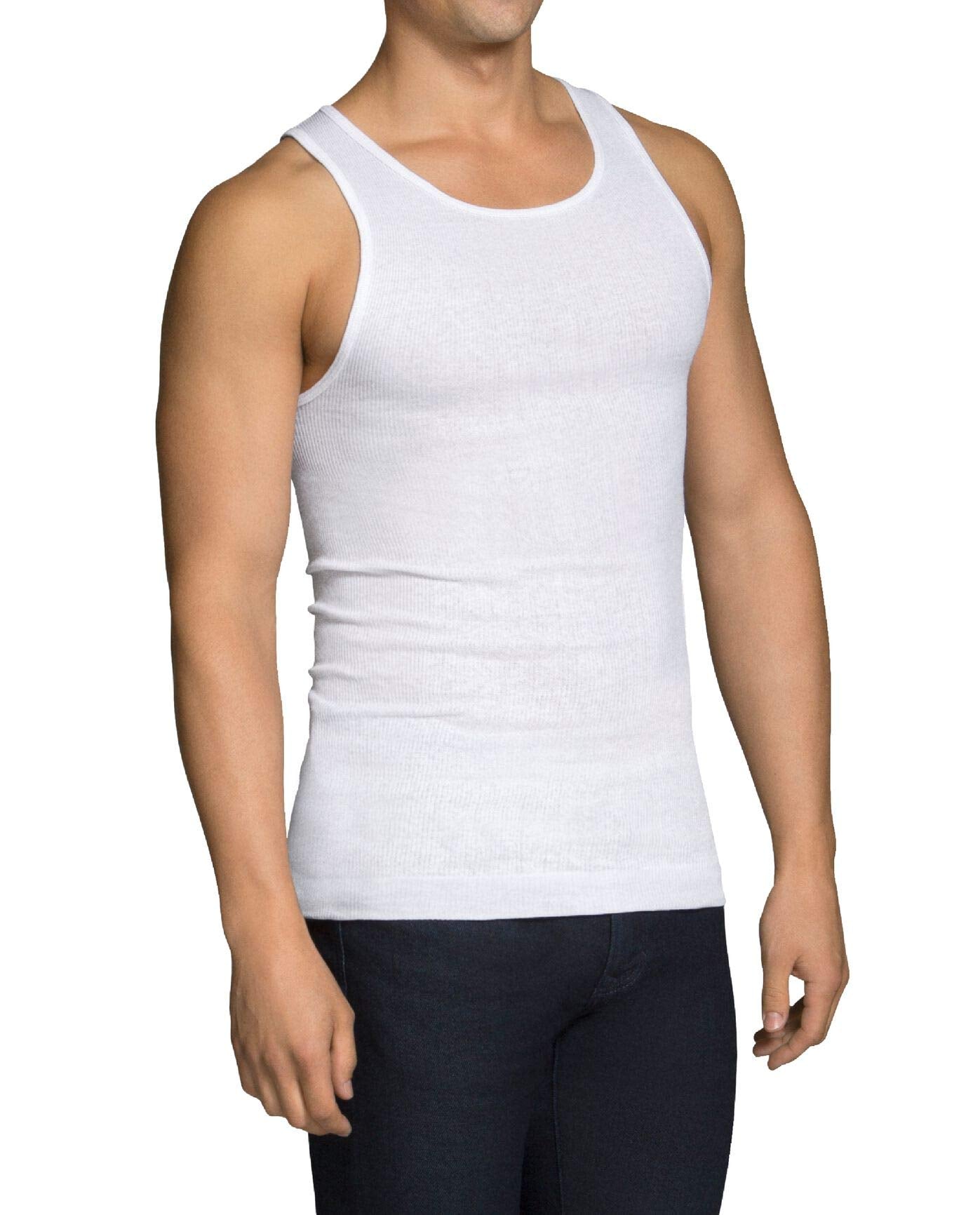 Fruit of the Loom Men's 100% Cotton A-Shirts Tank Tops Undershirts (Assorted Solids, Small)