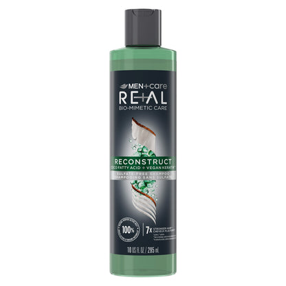 DOVE MEN + CARE Real Bio-Mimetic Care Shampoo For Damaged Hair Reconstruct Sulfate-Free Shampoo With Coco Fatty Acid + Vegan Keratin 10oz