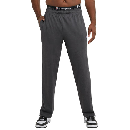 Champion Men's Everyday Open Hem Cotton Pants, 32.5" Inseam, Cotton Knit Pants Left Hip "C" Logo, Open Hem Jersey Pants
