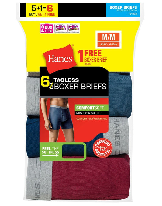 Hanes Men`s Tagless® Boxer Briefs with Comfort Flex® Waistband (XXXXXXX-Large, Assorted)