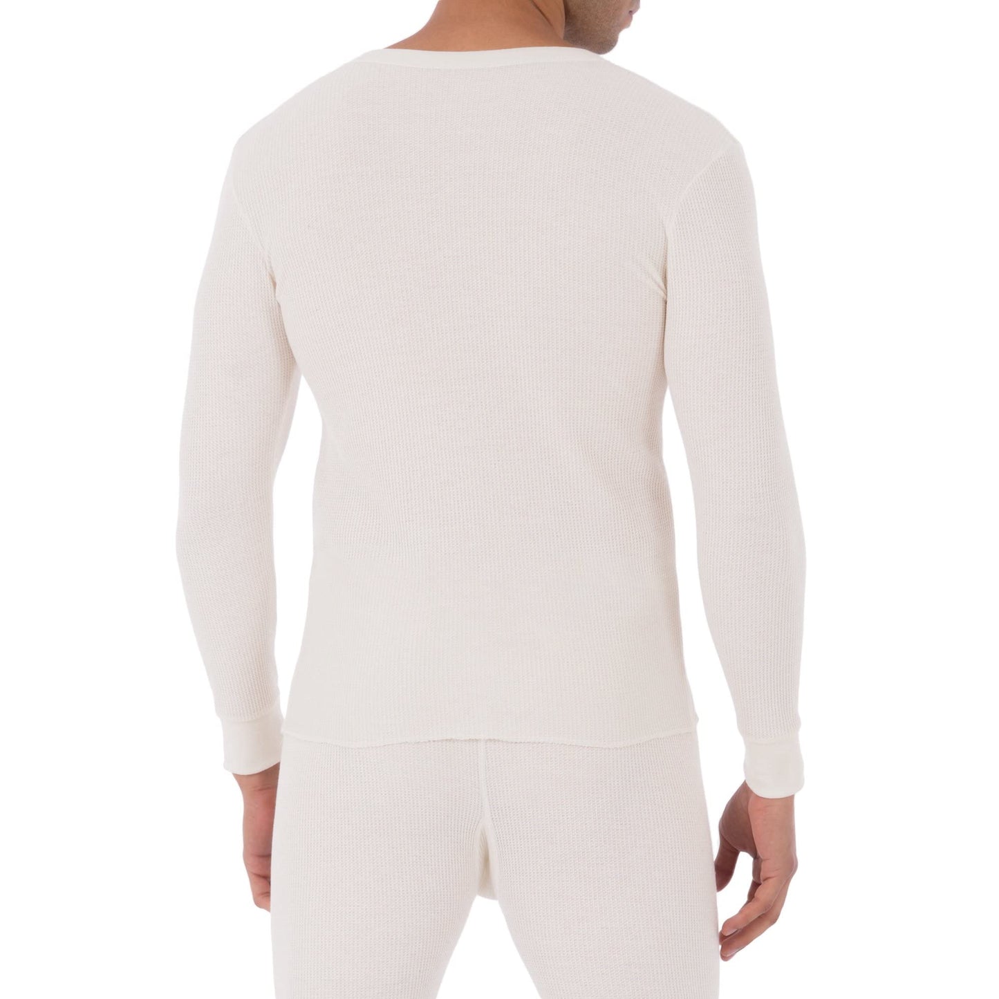 Fruit of the Loom Men's Classic Midweight Waffle Thermal Underwear Crew Top (1 & 2 Packs), Natural, Large