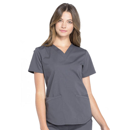 CHEROKEE Workwear Professionals Women Scrubs Top V-Neck Plus Size WW665, 3XL, Eggplant (Copy)