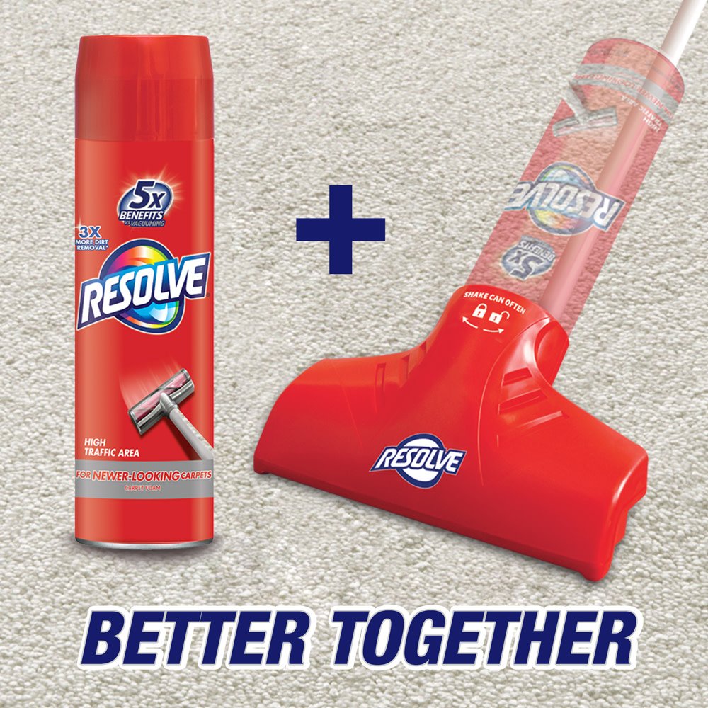 Resolve High Traffic Carpet Foam, Cleans Freshens Softens & Removes Stains, Crisp Linen, 22 Ounce (Pack of 2)