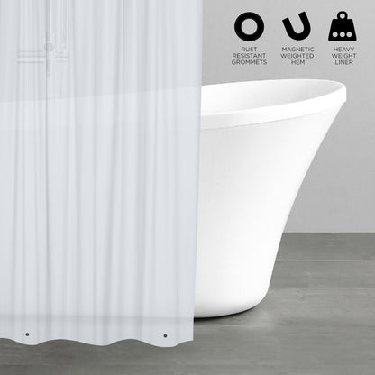 Bath Bliss PVC Heavy Weight Shower Curtain Liner | 4G | 70"x72" | Rust Resistant Copper Grommets | Magnetic Hem | Frost