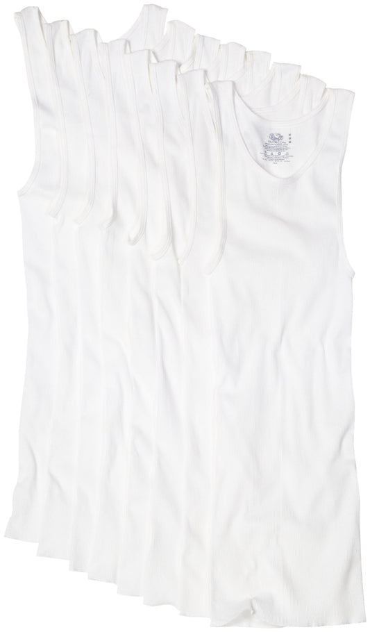 Fruit of the Loom Men's Big and Tall Size Super Value Athletic Shirt(Pack of 8) (White, Large (42" - 44" Chest))