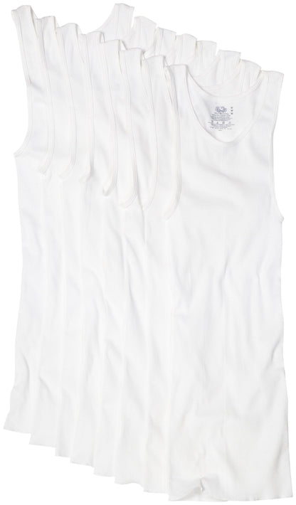 Fruit of the Loom Men's Big and Tall Size Super Value Athletic Shirt(Pack of 8) (White, Large (42" - 44" Chest))