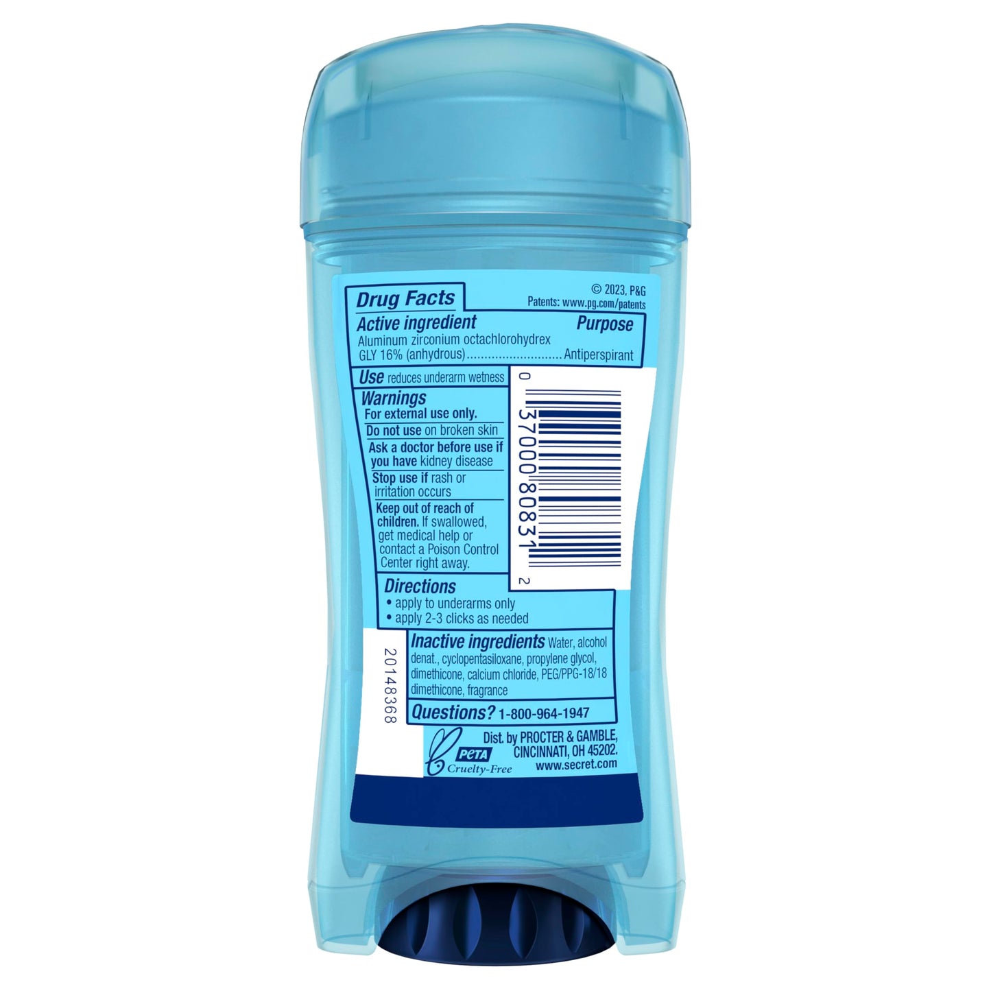 Secret Outlast Antiperspirant Deodorant for Women, Sweat & Odor Protection, PH Balancing Minerals, Clear Gel, Unscented, 2.6 oz (Pack of 6)