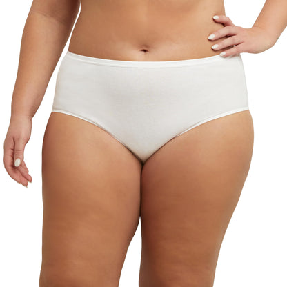 Hanes Women's Plus Size Cool Comfort Cotton Brief 6-Pack, White, 9