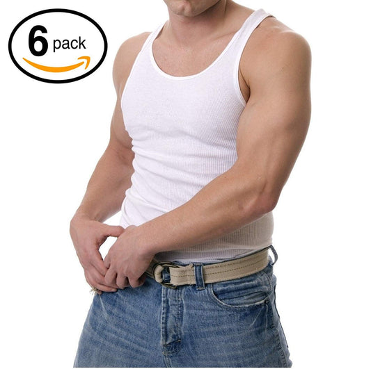 Hanes Red Label Men's A-Shirt (4 Pack, 6 Pack, and 12 Pack) (XXXXX-Large, White - 6 Pack)