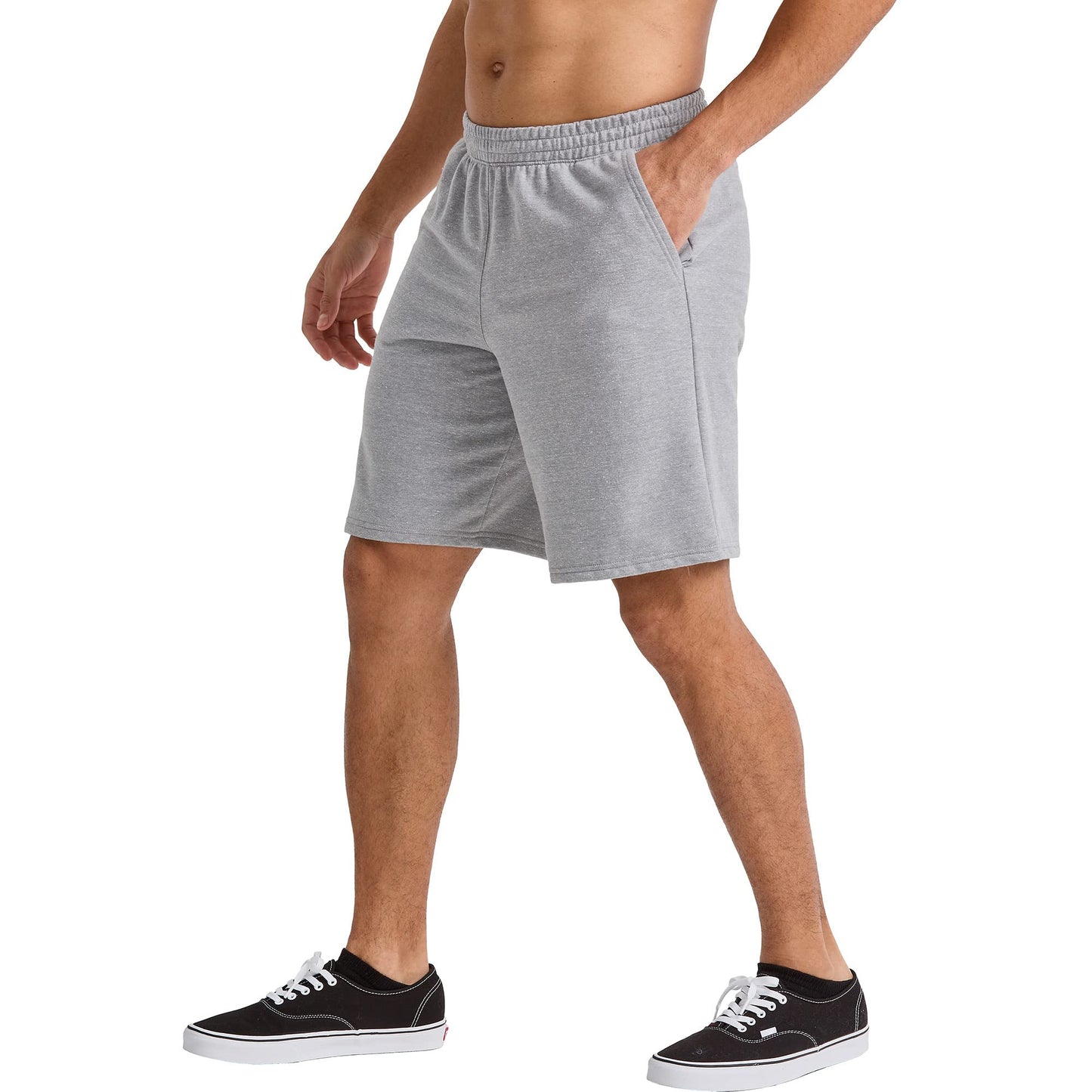 Hanes Comfortblend Men's Originals French Terry Sweat, Pull-On Athletic Shorts, 9", Concrete PE Heather, 2X Large