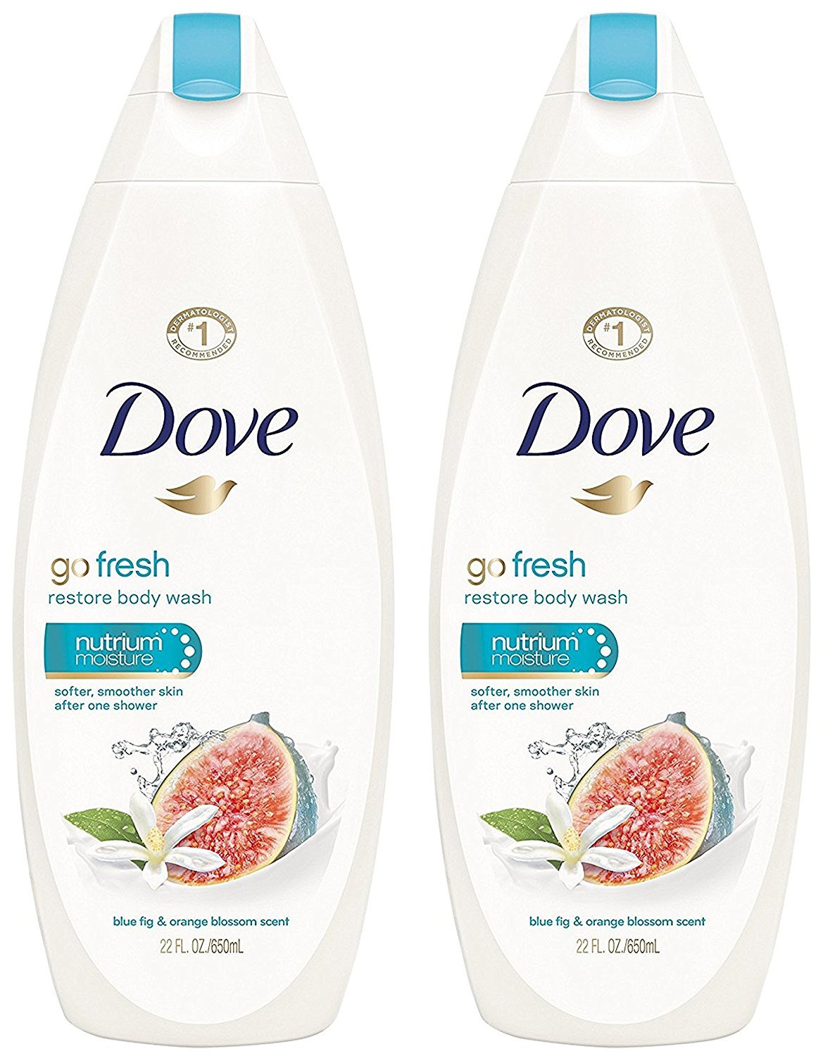 Dove Body Wash - Go Fresh - Restore - With Blue Fig & Orange Blossom Scent - Net Wt. 22 FL OZ (650 mL) Per Bottle - Pack of 3 Bottles