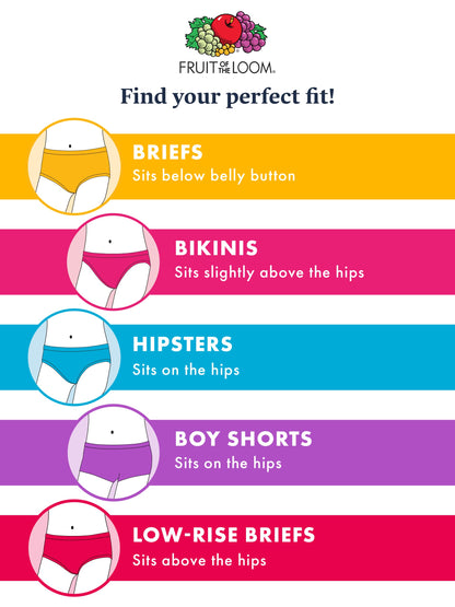 Fruit of the Loom Girls' Cotton Hipster Underwear, 14 Pack - Fashion Assorted, 8