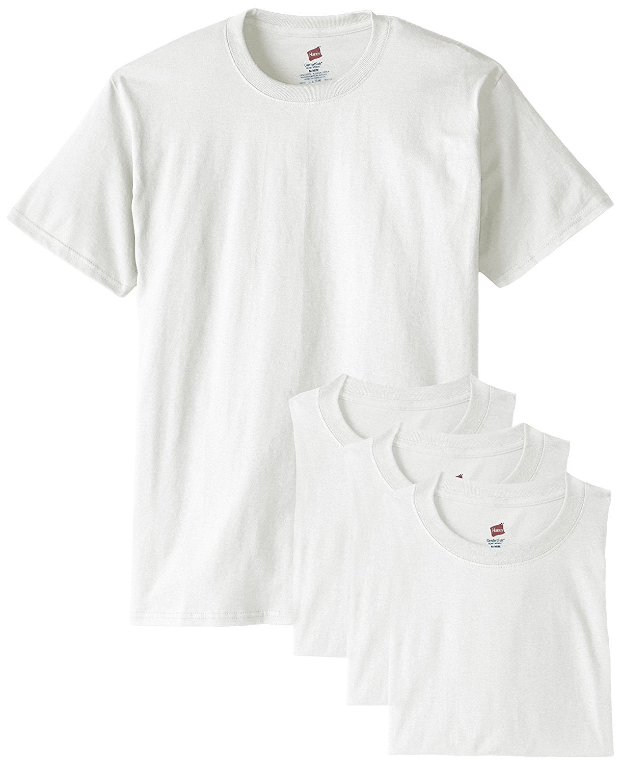 Hanes Men's ComfortSoft T-Shirt (Pack of 4) (XXX-Large, White)