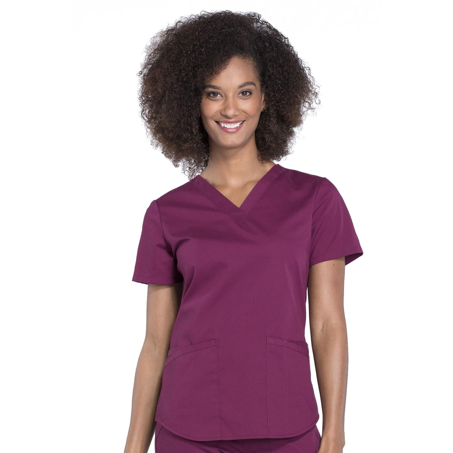 CHEROKEE Workwear Professionals Women Scrubs Top V-Neck Plus Size WW665, 3XL, Eggplant (Copy)