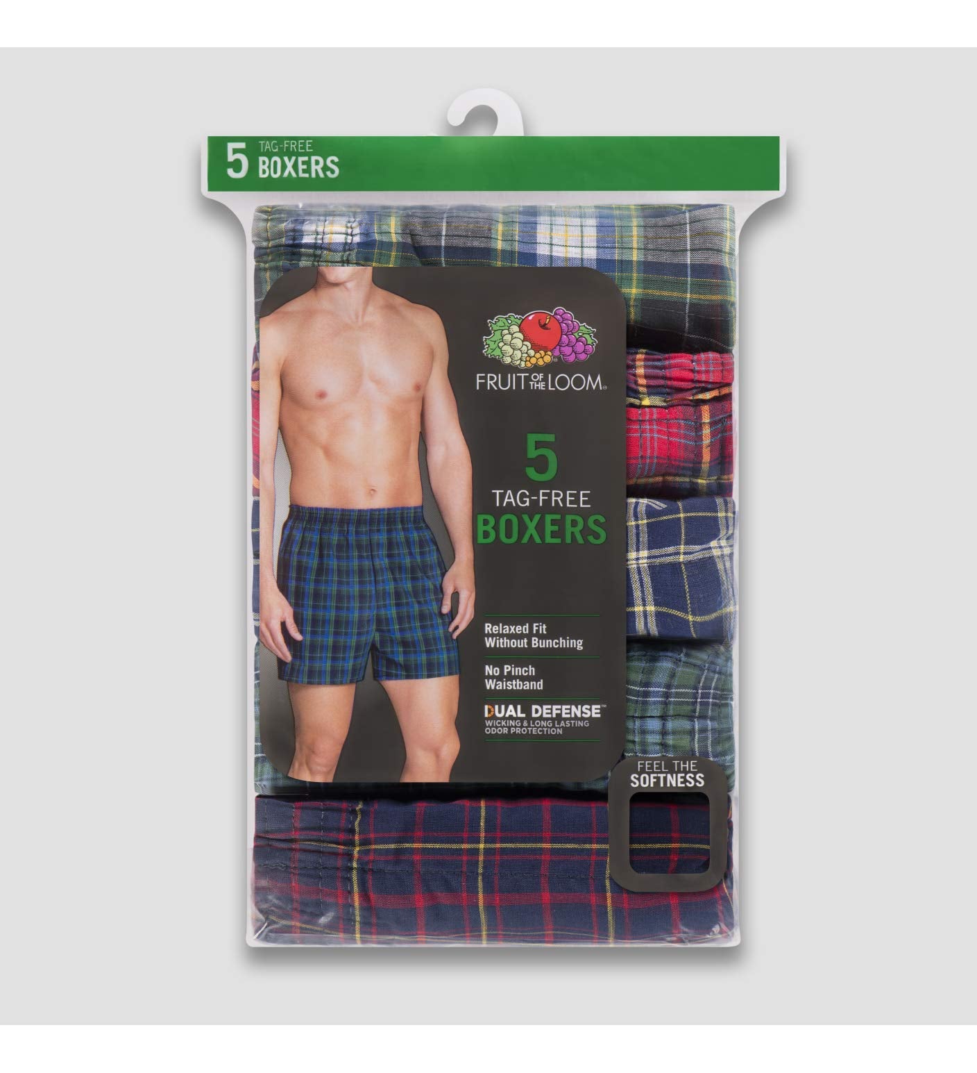 Fruit Of The Loom Mens Woven Tartan Boxers 5 Pack, S, Assorted