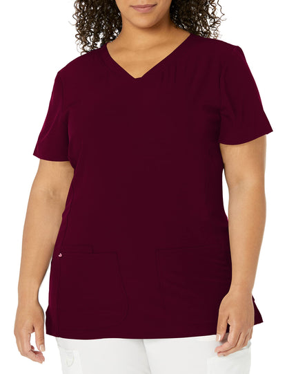 HeartSoul Women's Pitter-Pat V-Neck Scrubs Shirt, Khaki, XX-Small