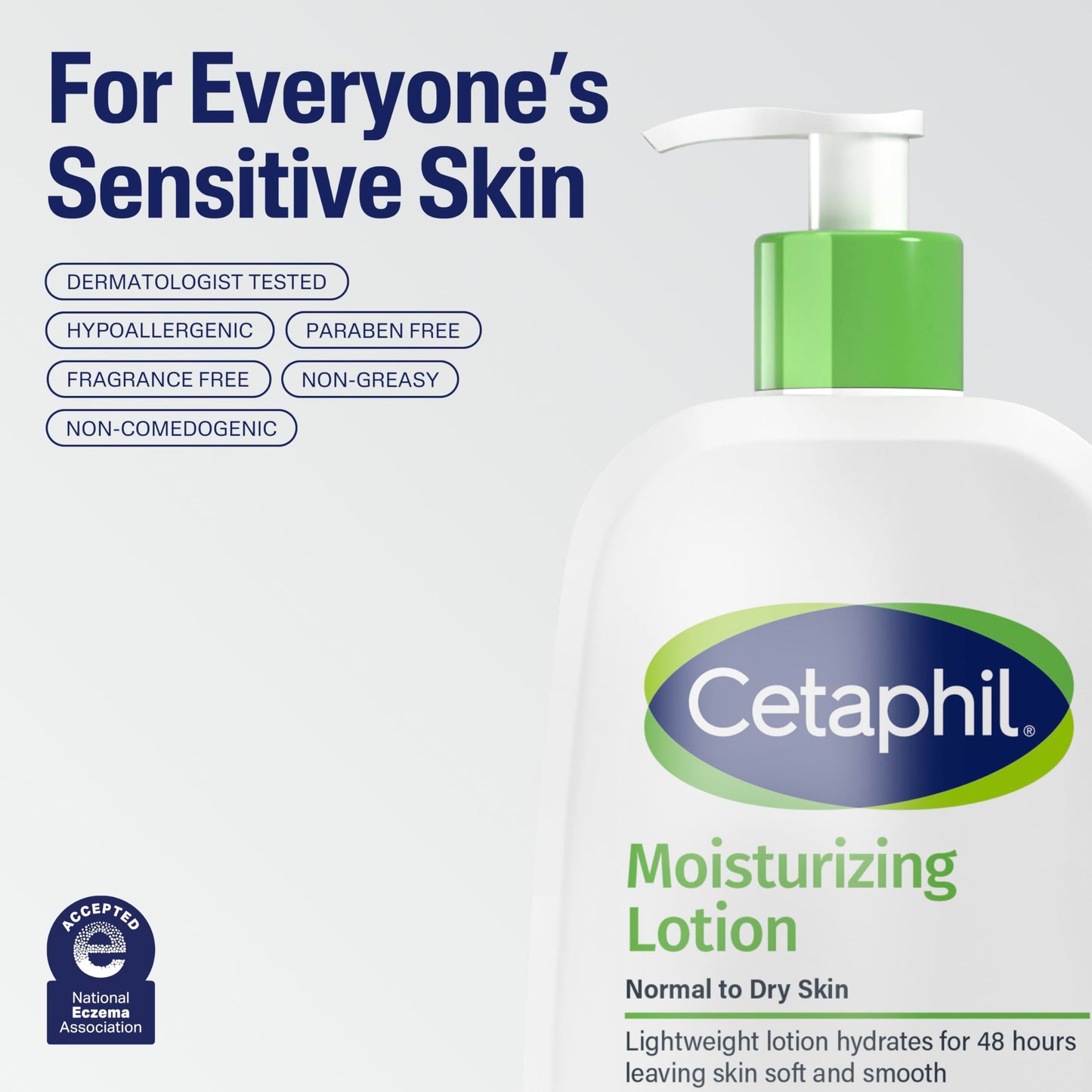 Cetaphil Face & Body Moisturizer, Hydrating Moisturizing Lotion for All Skin Types, Suitable for Sensitive Skin, NEW 16 oz Pack of 2, Fragrance Free, Hypoallergenic, Non-Comedogenic