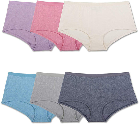 Fruit of the Loom Women's Beyondsoft Panties, Boyshort-Cotton Blend-6 Pack, 10