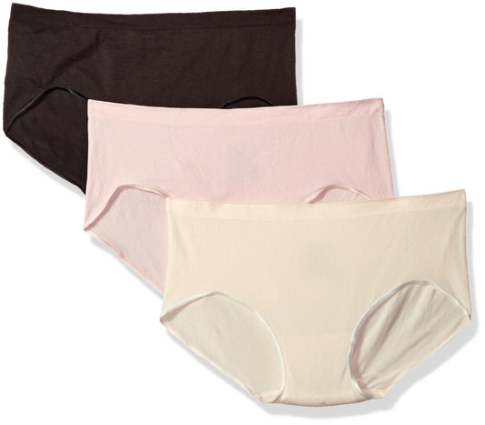 Hanes Women's 3 Pack Get Cozy Seamless Hipster Panty, Assorted, 2X/3X