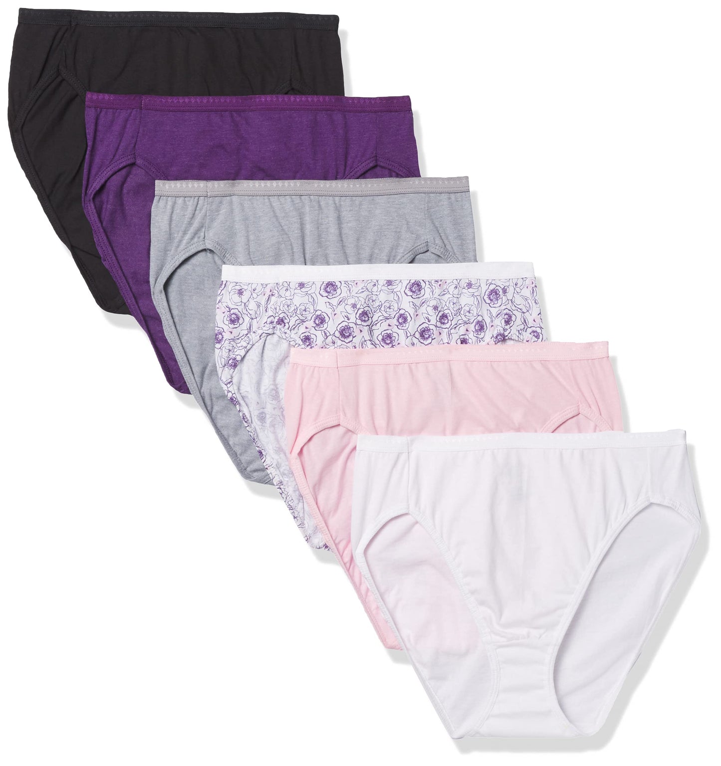 Hanes Ultimate womens 6-pack Breathable Cotton Hi-cut Panty Briefs, White, White, White, White, White, White, 8 US