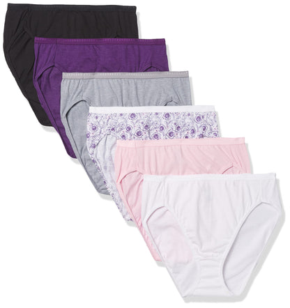 Hanes Ultimate womens 6-pack Breathable Cotton Hi-cut Panty Briefs, White, White, White, White, White, White, 8 US