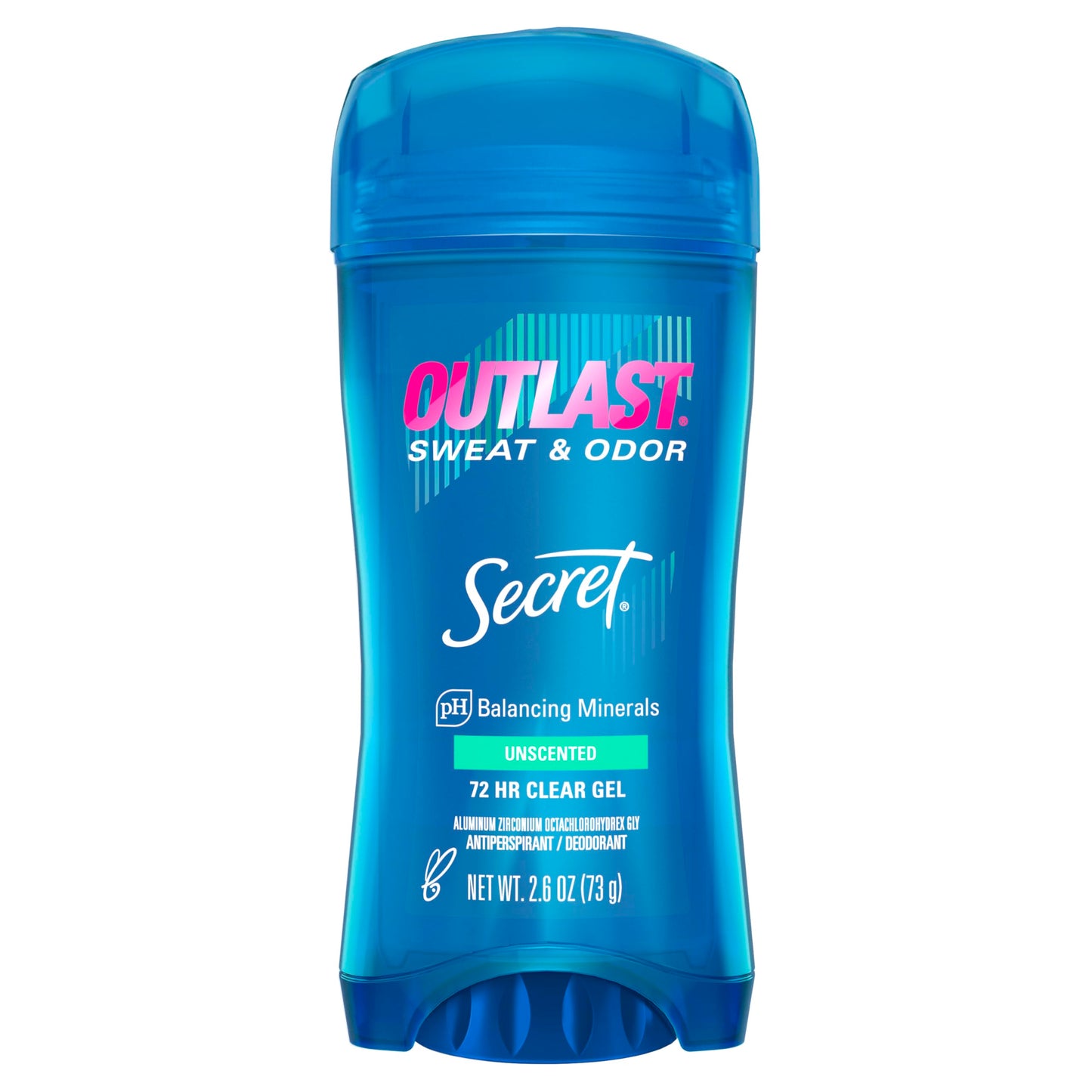 Secret Outlast Antiperspirant Deodorant for Women, Sweat & Odor Protection, PH Balancing Minerals, Clear Gel, Unscented, 2.6 oz (Pack of 6)