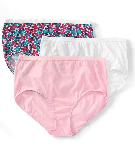 Fruit of the Loom Women's Fit for Me Plus Size Cotton Brief Panties - 3 Pack 3DBRASP, Assorted, 13