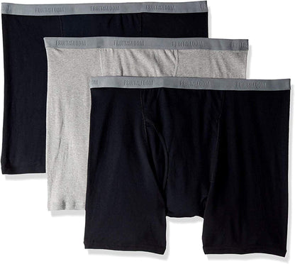 Fruit of the Loom Men's No Ride Up Boxer Brief (Assorted Colors - 3 Pack, Small)