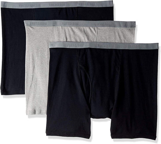Fruit of the Loom Men's No Ride Up Boxer Brief (Assorted Colors - 3 Pack, Small)