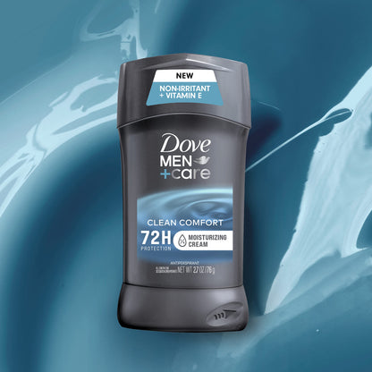 DOVE MEN + CARE Antiperspirant Deodorant Stick Clean Comfort Twin Pack 72-Hour Sweat & Odor Protection Antiperspirant for Men With 1/4 Moisturizing Cream 2.7 oz