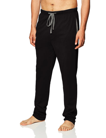 Hanes Men's Solid Knit Sleep Pant with Pockets and Drawstring, Black, X-Large