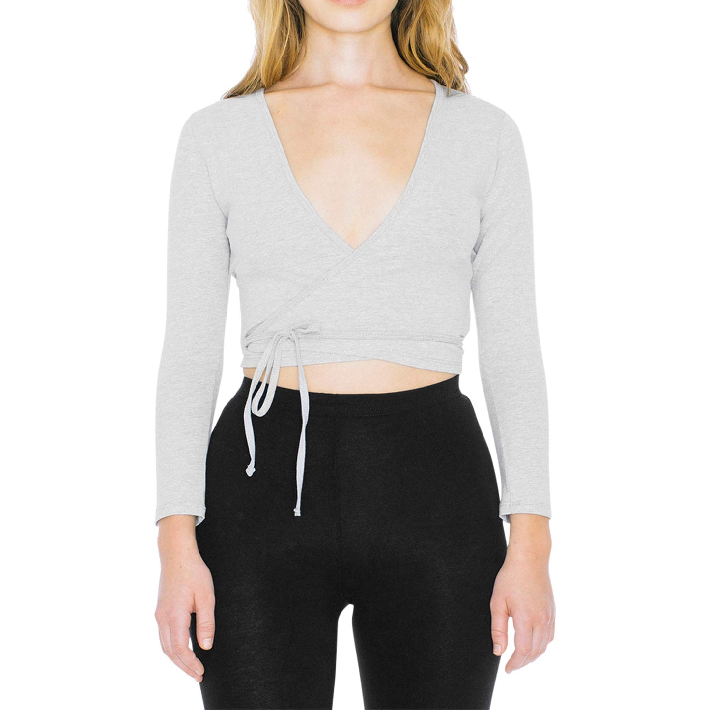 American Apparel Women Cotton Spandex Julliard Long Sleeve Top, White, Large