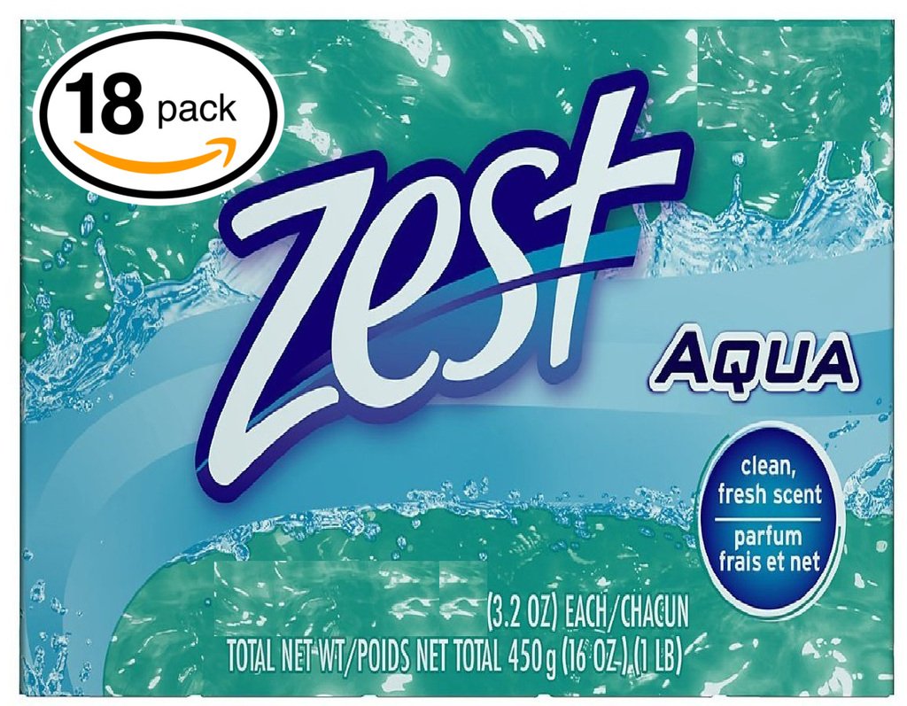 (PACK OF 18 BARS) Zest AQUA Deodorant Bar Soap with Vitamin E. All-in-one exfoliating & moisturizing soap Leaves Skin Smooth & Radian! Great for Hands, Face & Body! (18 Bars, 3.20oz Each Bar)