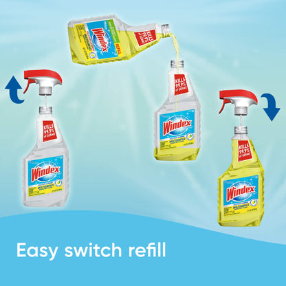 Windex Refill Multipurpose Cleaner Disinfectant Spray, Bottle Made from 100% Recycled Plastic, Surface Cleaning Spray, Citrus Fresh Scent, 32 Fl Oz